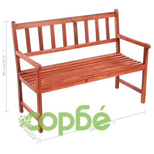 Градинска пейка с възглавница, 120 cм, акация масив ➤ топ цена ➤ sorbe.bg