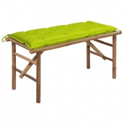 Сгъваема градинска пейка с възглавница, 118 см, бамбук