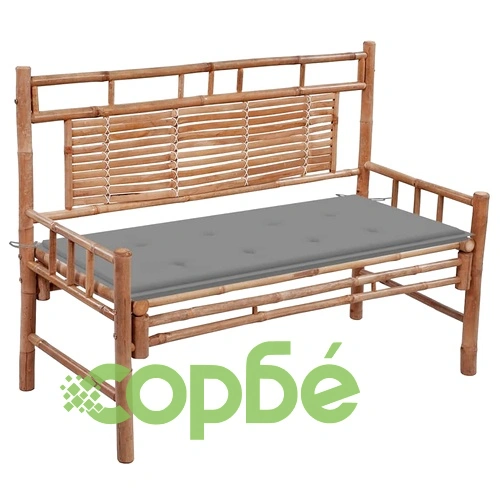 Градинска пейка с възглавница, 120 см, бамбук ➤ топ цена ➤ sorbe.bg