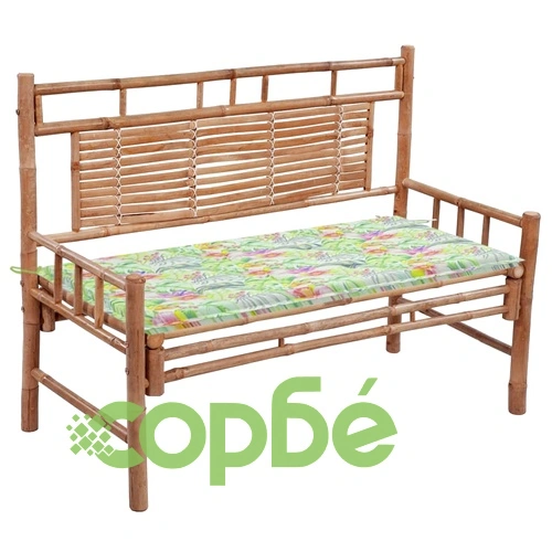 Градинска пейка с възглавница, 120 см, бамбук ➤ топ цена ➤ sorbe.bg