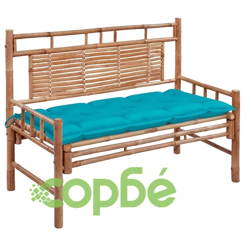 Градинска пейка с възглавница, 120 см, бамбук ➤ топ цена ➤ sorbe.bg
