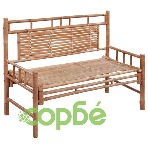 Градинска пейка с възглавница, 120 см, бамбук ➤ топ цена ➤ sorbe.bg
