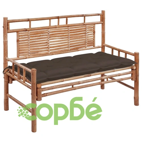 Градинска пейка с възглавница, 120 см, бамбук ➤ топ цена ➤ sorbe.bg