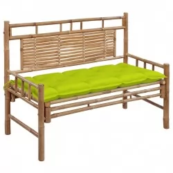 Градинска пейка с възглавница, 120 см, бамбук