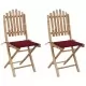 Сгъваеми градински столове, 2 бр, с възглавници, бамбук
