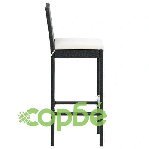 Градински бар комплект с кремави възглавници 7 части полиратан ➤ топ цена ➤ sorbe.bg