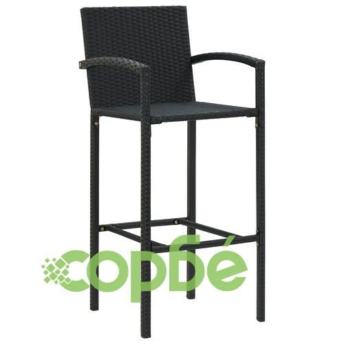 Външен бар комплект с подлакътници 5 части полиратан черен ➤ топ цена ➤ sorbe.bg