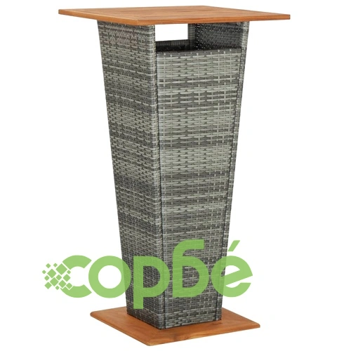 Градински бар комплект с възглавници, 5 части, полиратан, сив ➤ топ цена ➤ sorbe.bg