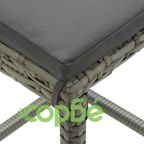 Градински бар комплект с възглавници, 5 части, полиратан, сив ➤ топ цена ➤ sorbe.bg