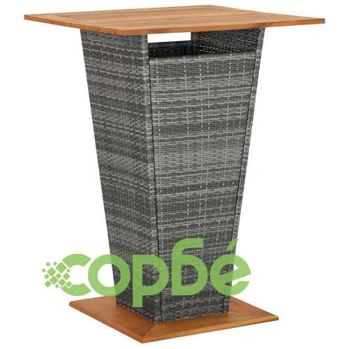 Градински бар комплект с възглавници, 5 части, полиратан, сив ➤ топ цена ➤ sorbe.bg