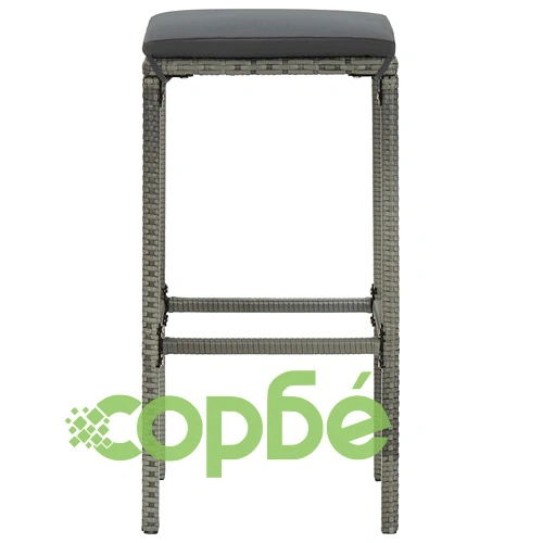 Градински бар комплект с възглавници, 9 части, полиратан, сив ➤ топ цена ➤ sorbe.bg