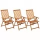 Сгъваеми градински столове с възглавници, 3 бр, акация масив