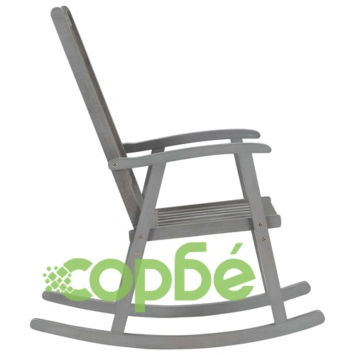Люлеещ се стол с възглавници, сив, акациево дърво масив ➤ топ цена ➤ sorbe.bg