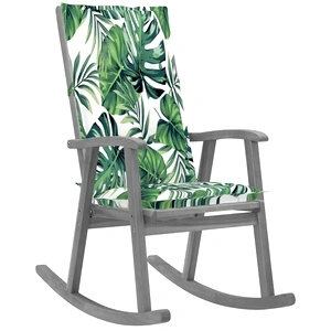 Люлеещ се стол с възглавници, сив, акациево дърво масив