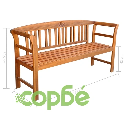 Градинска пейка с възглавница, 157 cм, акация масив ➤ топ цена ➤ sorbe.bg