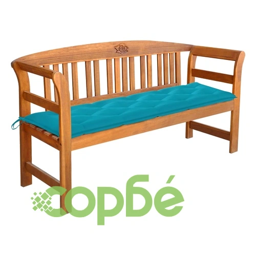 Градинска пейка с възглавница, 157 cм, акация масив ➤ топ цена ➤ sorbe.bg