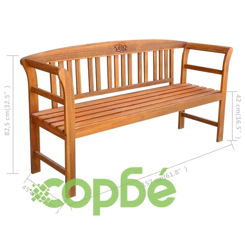 Градинска пейка с възглавница, 157 cм, акация масив ➤ топ цена ➤ sorbe.bg