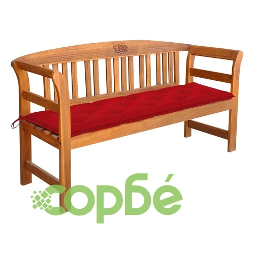 Градинска пейка с възглавница, 157 cм, акация масив ➤ топ цена ➤ sorbe.bg