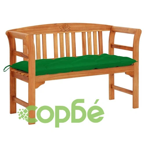 Градинска пейка с възглавница, 120 cм, акация масив ➤ топ цена ➤ sorbe.bg
