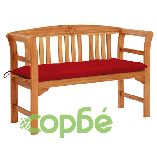 Градинска пейка с възглавница, 120 cм, акация масив ➤ топ цена ➤ sorbe.bg