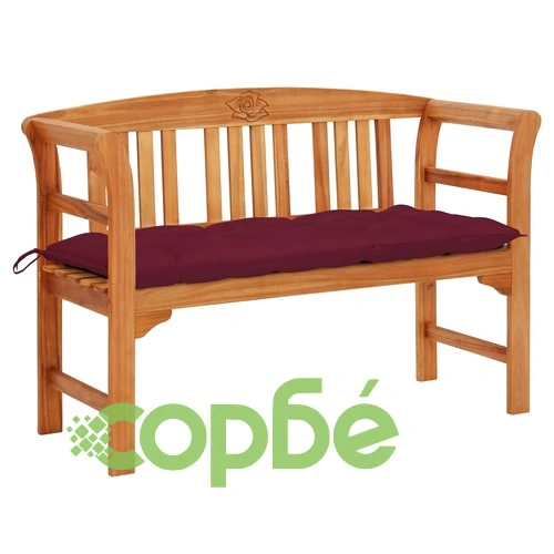 Градинска пейка с възглавница, 120 cм, акация масив ➤ топ цена ➤ sorbe.bg
