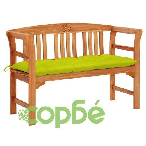 Градинска пейка с възглавница, 120 cм, акация масив ➤ топ цена ➤ sorbe.bg