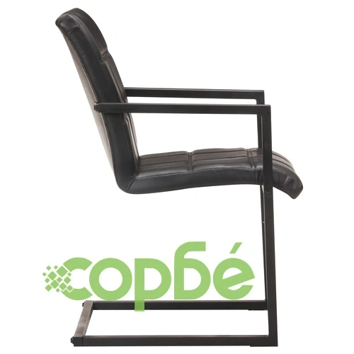 Конзолни трапезни столове, 6 бр, черни, естествена кожа ➤ топ цена ➤ sorbe.bg