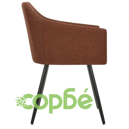 Трапезни столове, 6 бр, кафяви, текстил ➤ топ цена ➤ sorbe.bg