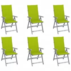 Градински накланящи се столове 6 бр с възглавници акация масив