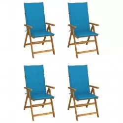 Градински накланящи се столове 4 бр с възглавници акация масив