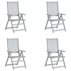 Градински накланящи се столове, 4 бр, сиви, акация масив