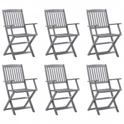 Сгъваеми градински столове, 6 бр, акация масив