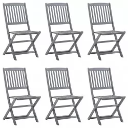 Сгъваеми градински столове, 6 бр, акация масив
