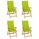 Градински столове 4 бр яркозелени възглавници тик масив