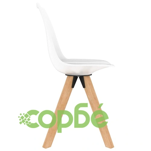 Трапезни столове, 6 бр, бели, PP и буково дърво масив ➤ топ цена ➤ sorbe.bg