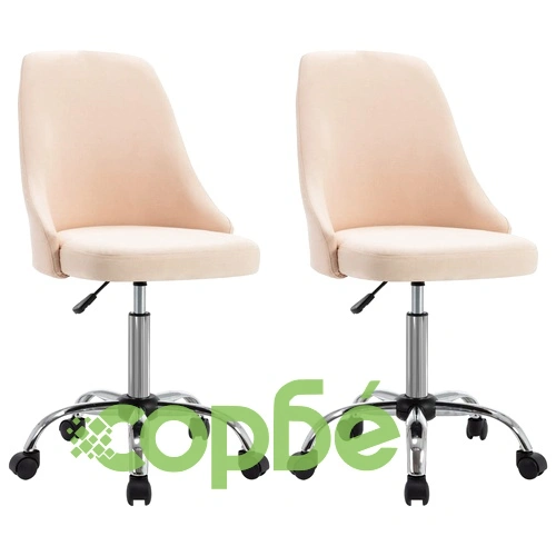 Офис столове на колелца, 2 бр, кремави, текстил ➤ топ цена ➤ sorbe.bg