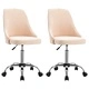 Офис столове на колелца, 2 бр, кремави, текстил