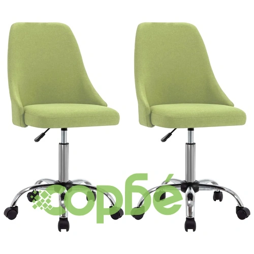 Офис столове на колелца, 2 бр, зелени, текстил ➤ топ цена ➤ sorbe.bg