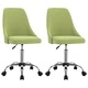 Офис столове на колелца, 2 бр, зелени, текстил