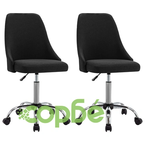 Офис столове на колелца, 2 бр, черни, текстил ➤ топ цена ➤ sorbe.bg