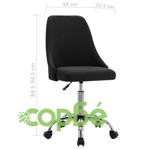 Офис столове на колелца, 2 бр, черни, текстил ➤ топ цена ➤ sorbe.bg