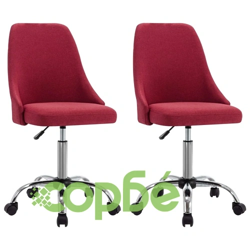 Офис столове на колелца, 2 бр, виненочервени, текстил ➤ топ цена ➤ sorbe.bg