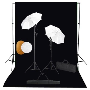 Фотографски комплект за студио с лампи, чадъри, фон и рефлектор