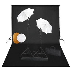 Фотографски комплект за студио с лампи, чадъри, фон и рефлектор