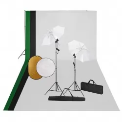Фотографски комплект за студио с лампи, фон и рефлектор