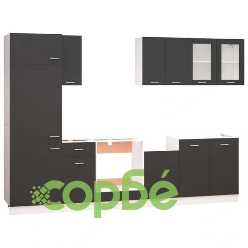 Комплект кухненски шкафове от 8 части, сив, ПДЧ ➤ топ цена ➤ sorbe.bg