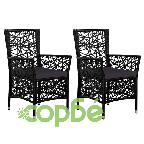 Градински трапезен комплект, 3 части, черен ➤ топ цена ➤ sorbe.bg