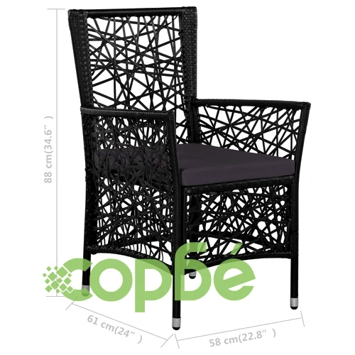 Градински трапезен комплект, 5 части, черен ➤ топ цена ➤ sorbe.bg