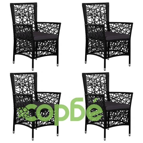 Градински трапезен комплект, 5 части, черен ➤ топ цена ➤ sorbe.bg