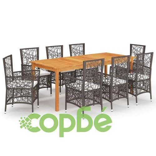 Градински трапезен комплект, 9 части, кафяв ➤ топ цена ➤ sorbe.bg